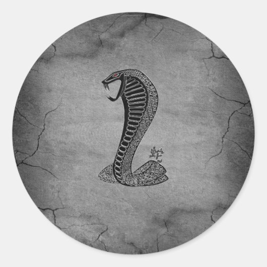 Cool Chinese cobra zwart-metaaleffecten Ronde Sticker (Voorkant)