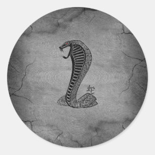 Cool Chinese cobra zwart-metaaleffecten Ronde Sticker