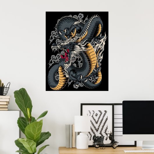 Cool Chinese Dragon Poster (Thuiskantoor)