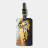 Cool chinese fluffeltijger rust zonneweidegrond bagagelabel (Voorkant verticaal)