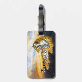 Cool chinese fluffeltijger rust zonneweidegrond bagagelabel (Achterkant verticaal)