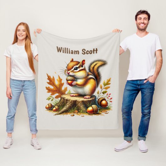 Cool chipmunk lovers add name fleece deken (In situ)