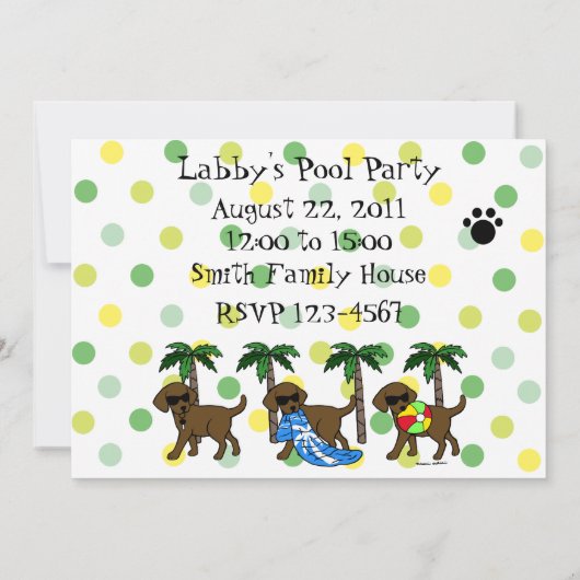 Cool Chocolade Labradors Pool Party Kaart (Achterkant)