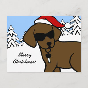Cool Chocolate Lab Cartoon kerstwinter Bossen Feestdagenkaart