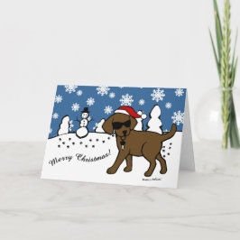 Cool Chocolate Labrador Cartoon Kerst Feestdagen Kaart