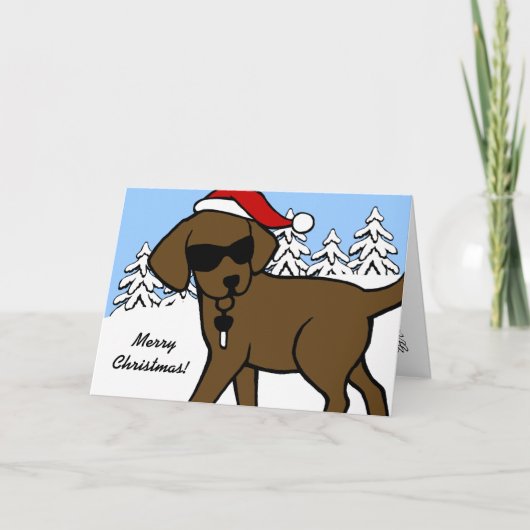 Cool Chocolate Labrador Cartoon Kerst Feestdagen Kaart (Voorkant)