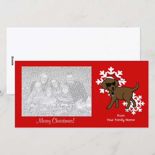 Cool Chocolate Labrador Christmas Cartoon Feestdagenkaart (Voorkant / Achterkant)