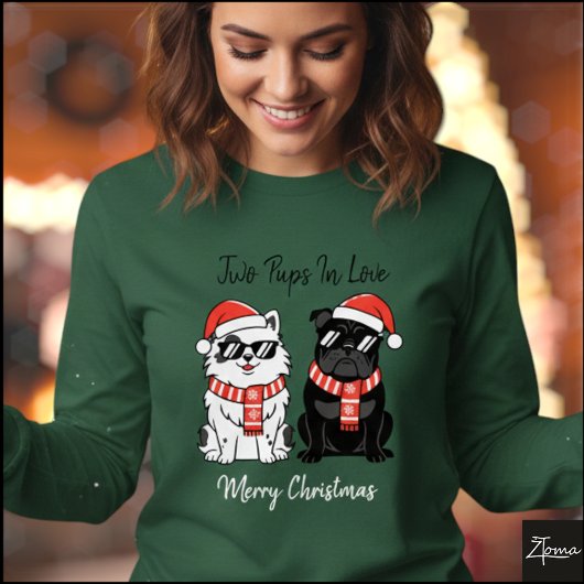 Cool Christmas Dogs Santa Hat Scarf Tri-Blend Shirt