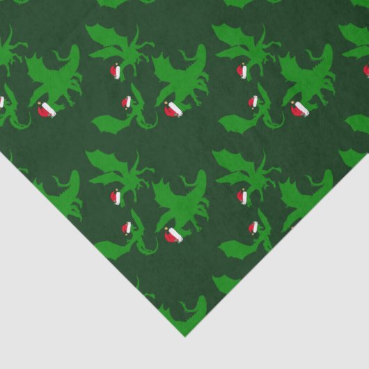 Cool Christmas Dragon Green Holiday Tissuepapier (Detail)