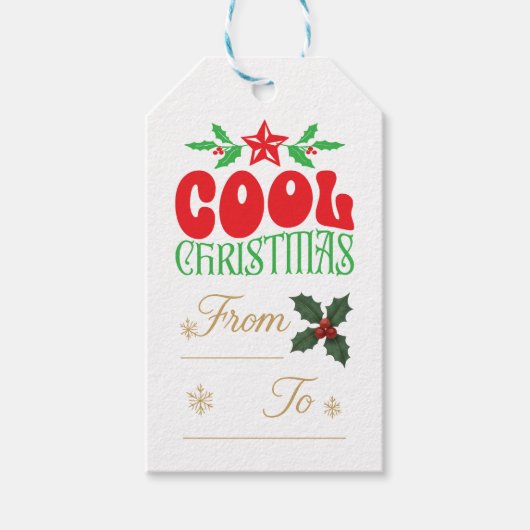 Cool Christmas - Feestelijke Retro Gift Label Desi Cadeaulabel (Voorkant)