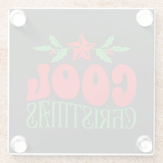 Cool Christmas – Feestelijke Retro Glass Onderzett Glazen Onderzetter (Achterkant)