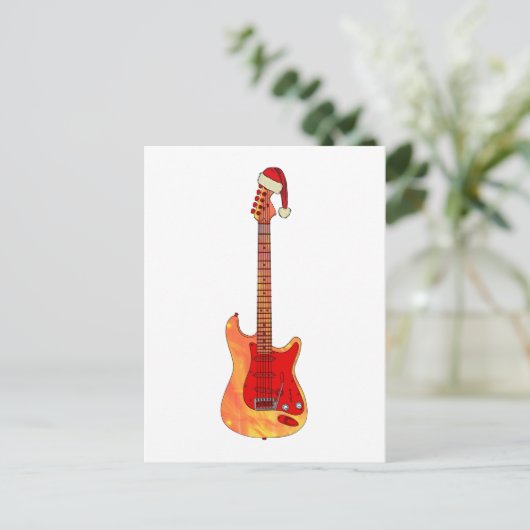 Cool Christmas Fire gitaar Feestdagenkaart (Staand voorkant)