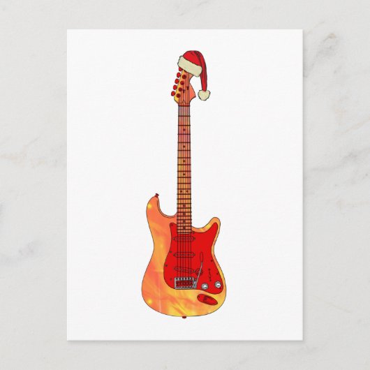 Cool Christmas Fire gitaar Feestdagenkaart (Voorkant)