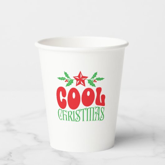 Cool Christmas - Leuk Retro Holiday Party Design Papieren Bekers (Voorkant)