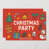 Cool Christmas Party Invite - Holiday Celebration! Feestdagenkaart (Voorkant / Achterkant)