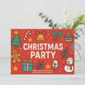 Cool Christmas Party Invite - Holiday Celebration! Feestdagenkaart (Staand voorkant)