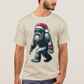 Cool Christmas Sasquatch met Santa Hat en Sungla T-shirt (Voorkant)