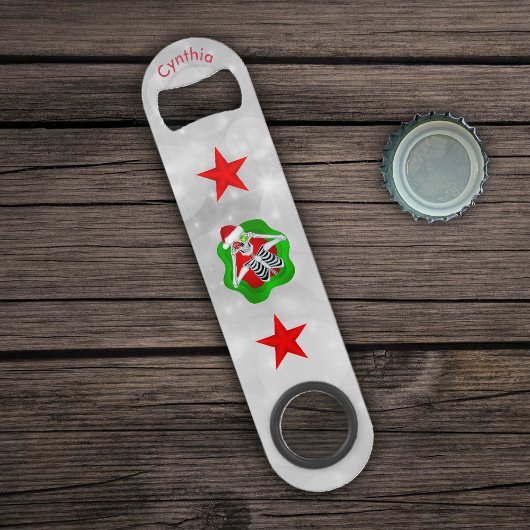 Cool Christmas Skelet Red Stars Ornamenten Circle Speed Flessenopener
