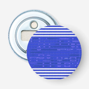 Cool Circuit Blauwe Geometrische Strepen Button Flesopener