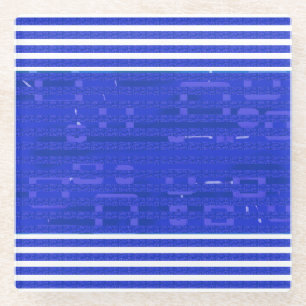 Cool Circuit Blauwe Geometrische Strepen Glazen Onderzetter