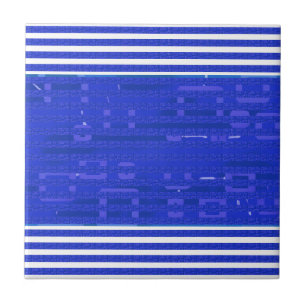 Cool Circuit Blauwe Geometrische Strepen Tegeltje