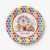 Cool Circus Themapark Festival Tekst toevoegen Papieren Bordje (Voorkant)