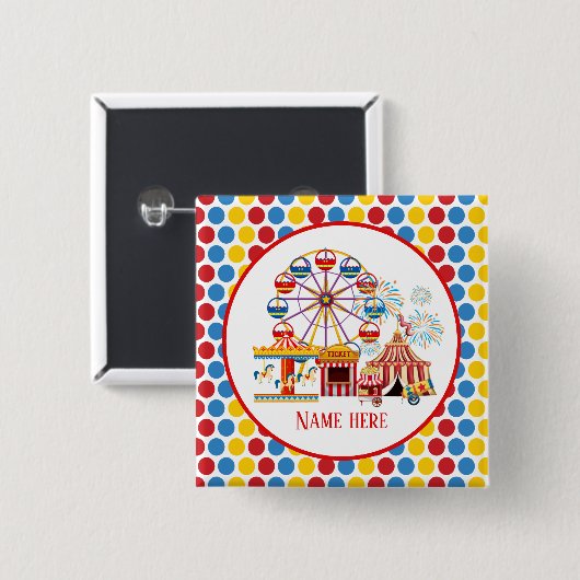 Cool Circus Themapark Festival Tekst toevoegen Vierkante Button 5,1 Cm (Voorkant /achterkant)