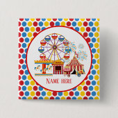 Cool Circus Themapark Festival Tekst toevoegen Vierkante Button 5,1 Cm (Voorkant)