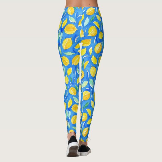 Cool Citrus Fresh Lemons Waterverf Pattern Leggings (Achterkant)
