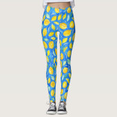 Cool Citrus Fresh Lemons Waterverf Pattern Leggings (Voorkant)