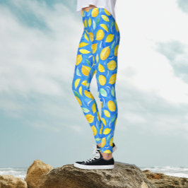 Cool Citrus Fresh Lemons Waterverf Pattern Leggings