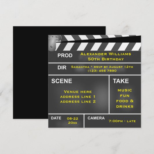 Cool Clapper Board 50ste verjaardag Kaart (Voorkant / Achterkant)