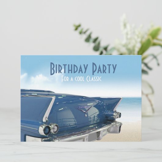 Cool Classic Car 60e verjaardag Uitnodiging (Staand voorkant)