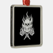 Cool Classic Elegant Black White Skull tattoo Metalen Ornament (Rechts)
