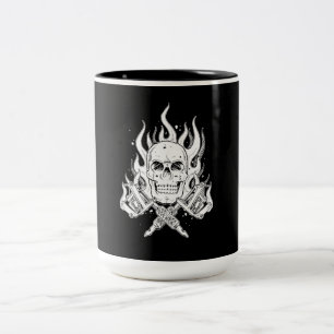 Cool Classic Elegant Black White Skull tattoo Tweekleurige Koffiemok