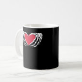 Cool Classic Grappig Skelet Handen Hart - Valentin Koffiemok (Voorkant links)