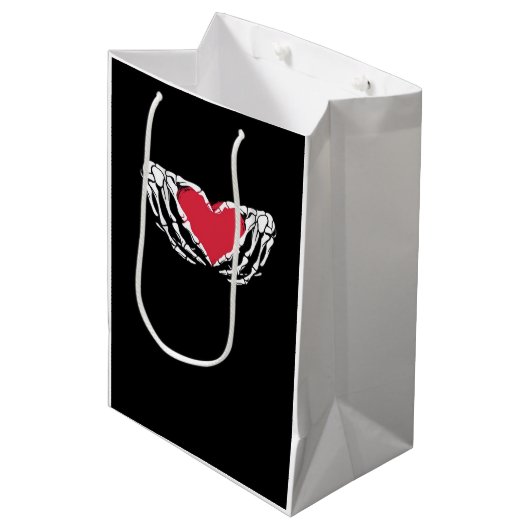Cool Classic Grappig Skelet Handen Hart - Valentin Medium Cadeauzakje (Voorkant Gekanteld)