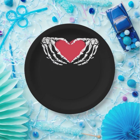 Cool Classic Grappig Skelet Handen Hart - Valentin Papieren Bordje (Feest)