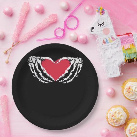 Cool Classic Grappig Skelet Handen Hart - Valentin Papieren Bordje (Feest)