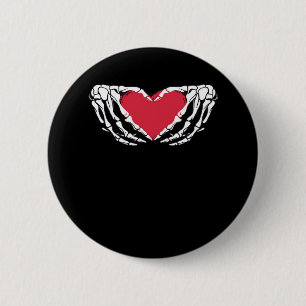 Cool Classic Grappig Skelet Handen Hart - Valentin Ronde Button 5,7 Cm