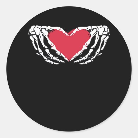 Cool Classic Grappig Skelet Handen Hart - Valentin Ronde Sticker (Voorkant)