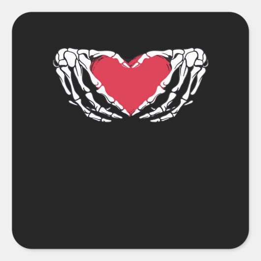 Cool Classic Grappig Skelet Handen Hart - Valentin Vierkante Sticker (Voorkant)