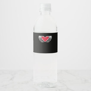 Cool Classic Grappig Skelet Handen Hart - Valentin Waterfles Etiket