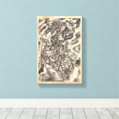 Cool classic japans demon samurai gevecht canvas afdruk (Insitu (Houten vloer))