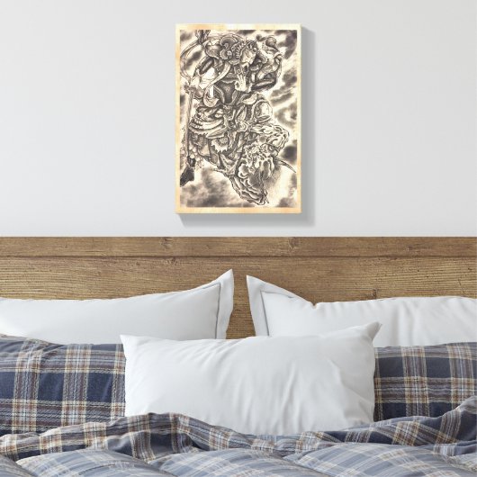 Cool classic japans demon samurai gevecht canvas afdruk (Insitu (Slaapkamer))