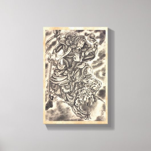 Cool classic japans demon samurai gevecht canvas afdruk (Voorkant)
