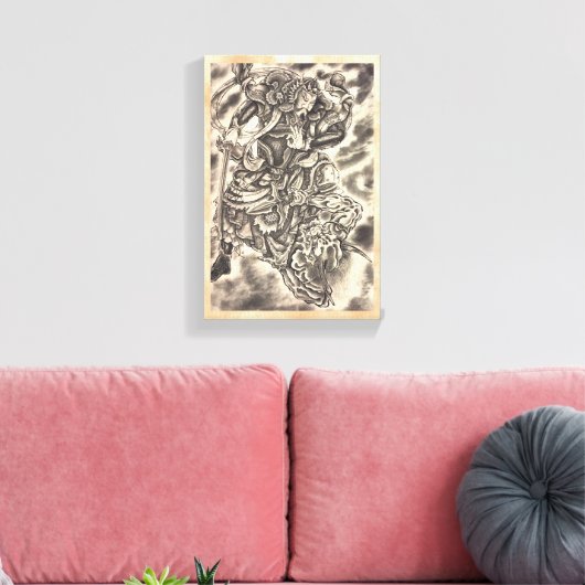 Cool classic japans demon samurai gevecht canvas afdruk (Insitu (Woonkamer))