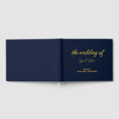 Cool Classic Navy Blue en Gold Wedding Gastenboek (Volledig)