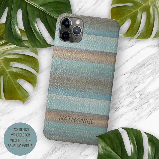 Cool Classy Artistic Leather Look Stripe Pattern iPhone Hoesje
