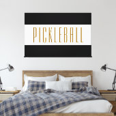 Cool Classy Pickleball Text Black White Stripes Canvas Afdruk (Insitu (Slaapkamer))
